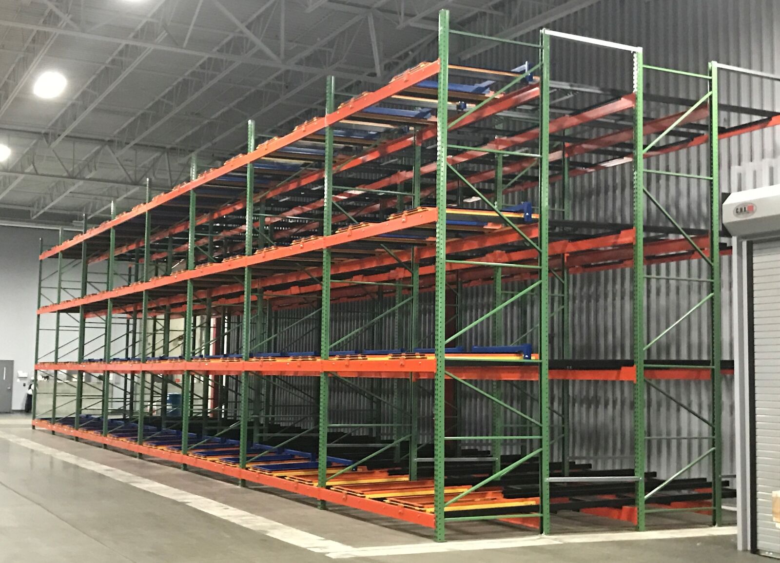 Pushback Rack installed in a warehouse